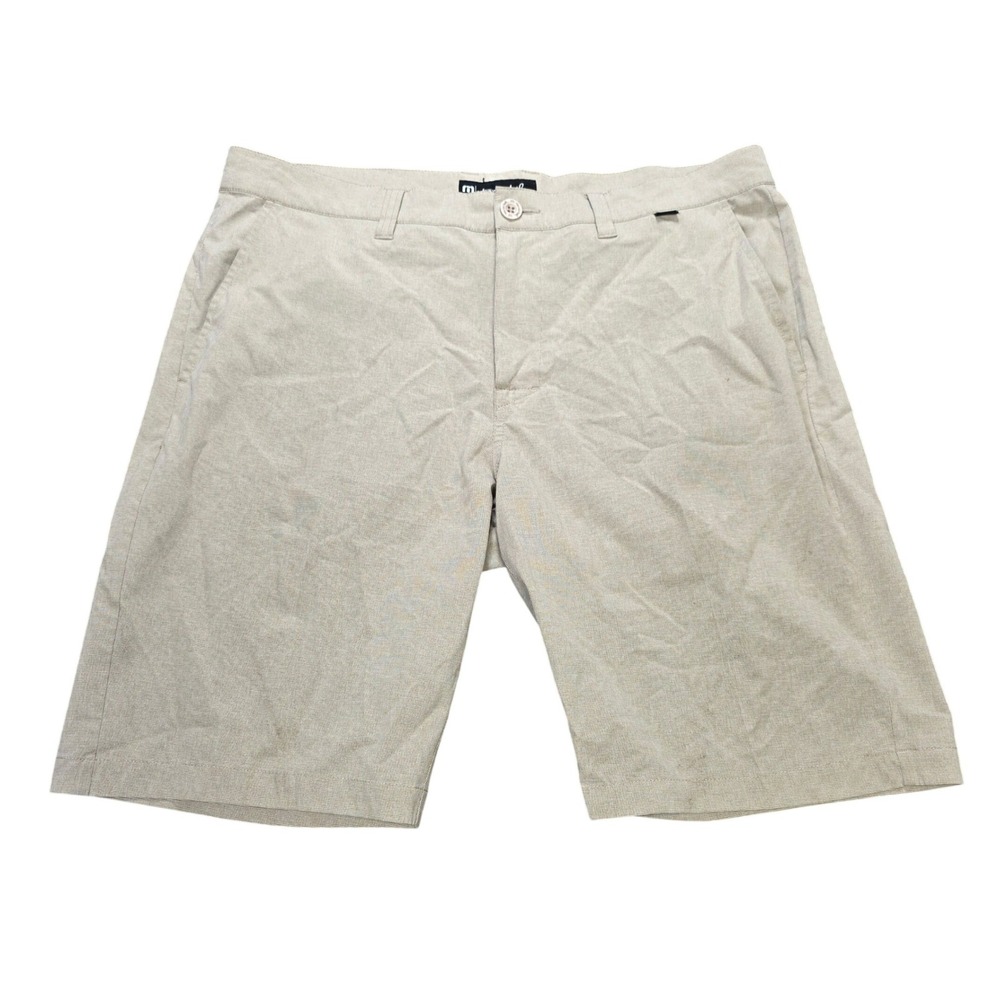Travis Mathew Beck Golf Shorts Men's Size 36 Tan Khaki Stretch Flat Front